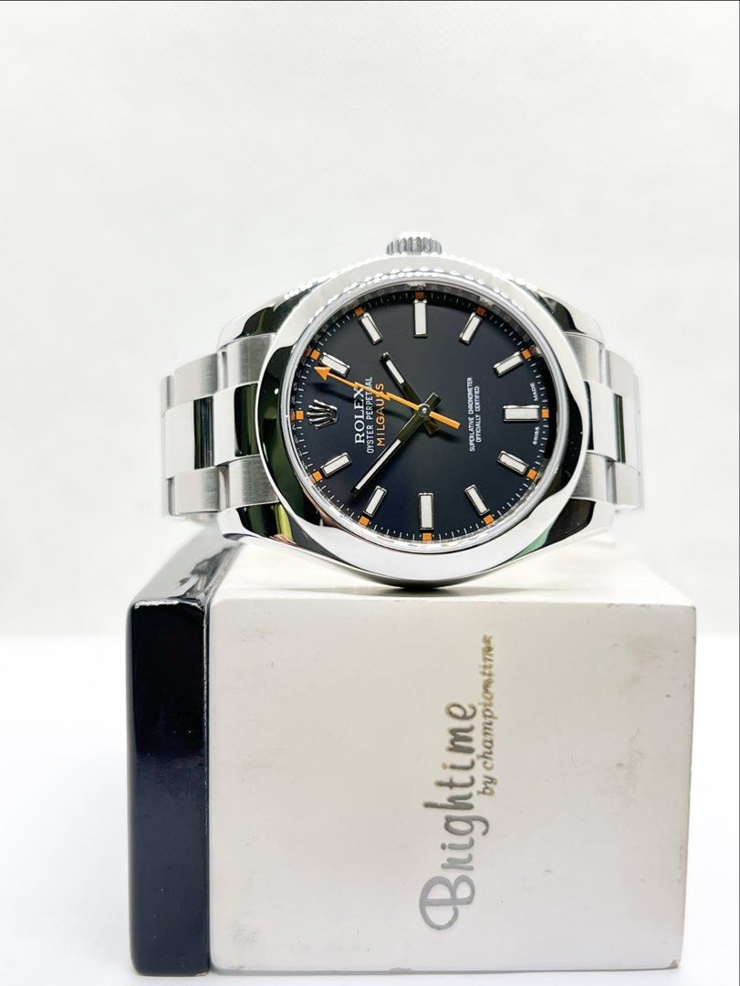 Pre Owned Rolex Oyster Milgauss 116400 Black Dial Automatic Steel Casing Bracelet ( Watch Alone ) (Category: Watches) located in Singapore. Submitted by brightime (Listing ID 1465254237, Image 2). Description: Pre Owned Rolex Oyster Milgauss 116400 Black Dial Automatic Steel Casing Bracelet ( Watch Alone ) ** Pre-Owned ** ** Mint Condition ** Model : 116400 Also known as : Oyster Milgauss Case size : 40mm Dial : Black Dial With Luminous Baton Num