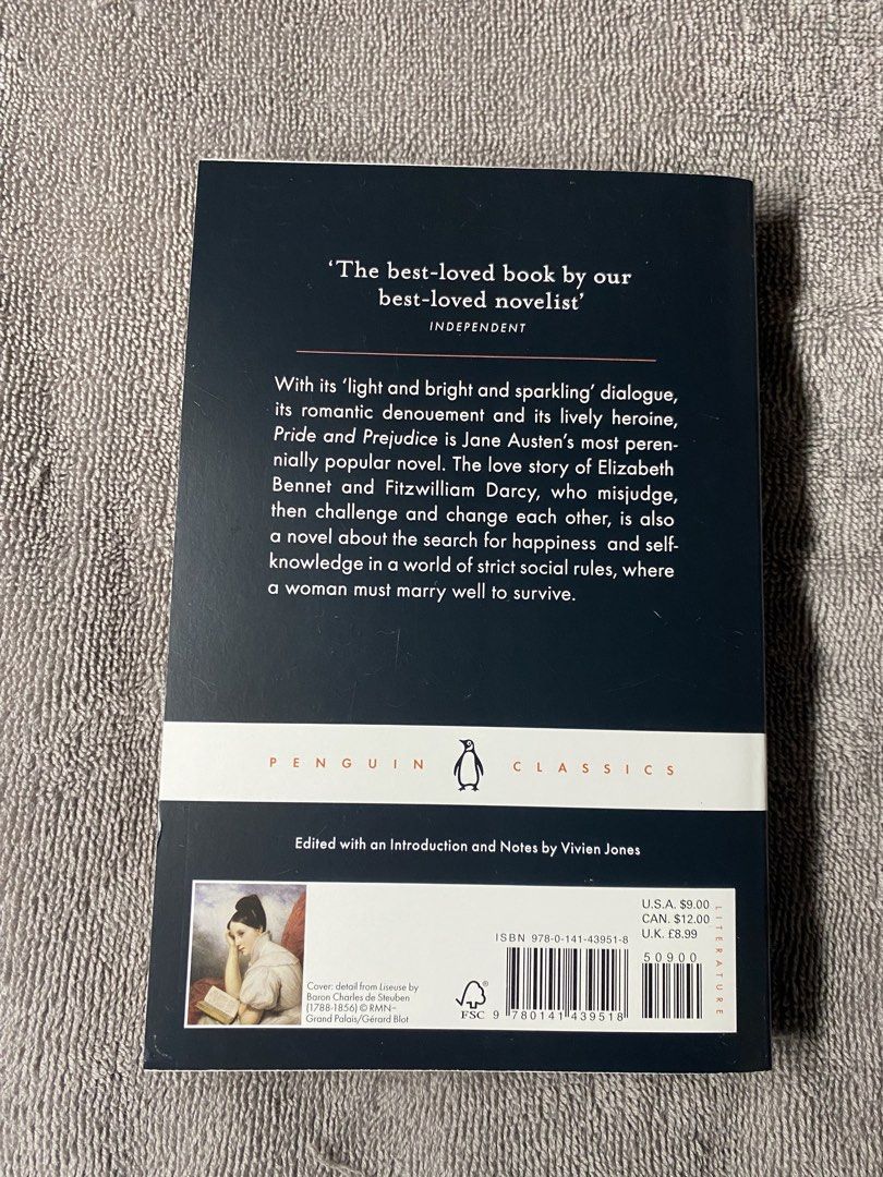 Pride and Prejudice by Jane Austen Penguin Classics (Category: Storybooks) located in Manila. Submitted by prince_seere (Listing ID 1465241384, Image 2). Description: - Title: Pride and Prejudice by Jane Austen - Edition: Penguin Classics - Format: Paperback with classic painting cover art - Condition: Clean cover and spine - Ideal for: Literature fans and building a classic bookshelf.