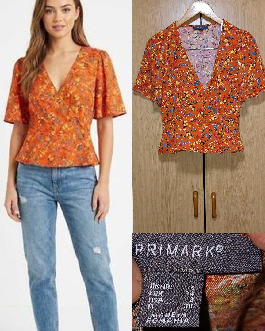Primark Wrap up V-neck top (Category: Blouses) located in Cebu City. Submitted by cebuanamomshies (Listing ID 1465320826, Image 1). Description: S-M Wrap front Button details v neck Cotton Comfy fabric.