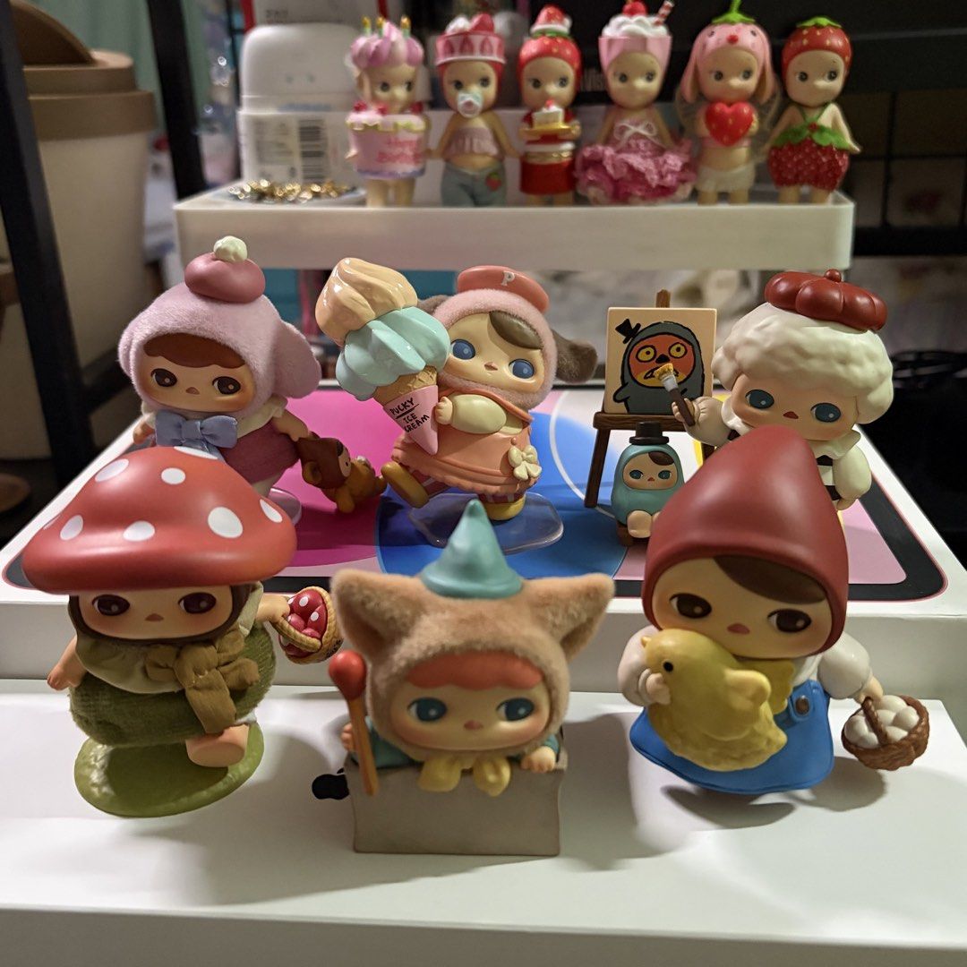 Pucky Fairies Market Series (Category: Designer & Blind Box Toys) located in Manila. Submitted by ceescake (Listing ID 1465326328, Image 1). Description: pucky fairies market series figurine php500 ea - all with card except mushroom farmer - some with box included - mushroom farmer sold as set only with another figurine .