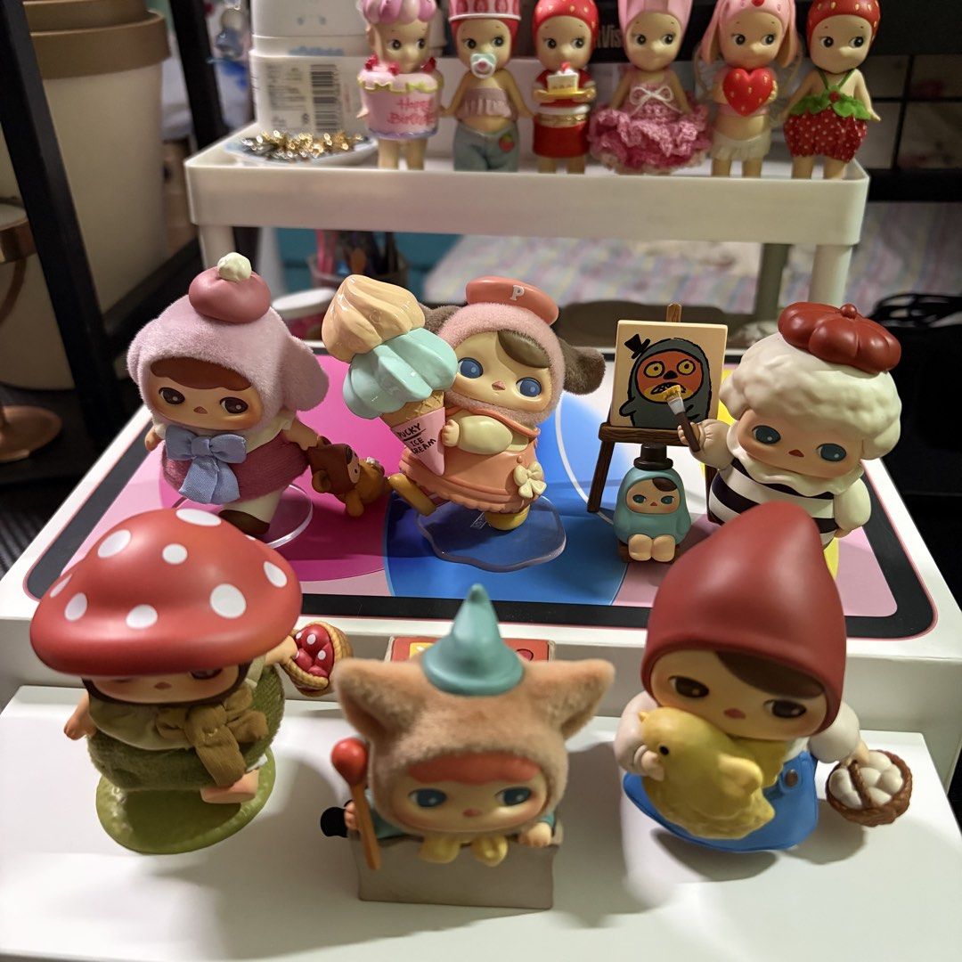 Pucky Fairies Market Series (Category: Designer & Blind Box Toys) located in Manila. Submitted by ceescake (Listing ID 1465326328, Image 2). Description: pucky fairies market series figurine php500 ea - all with card except mushroom farmer - some with box included - mushroom farmer sold as set only with another figurine .