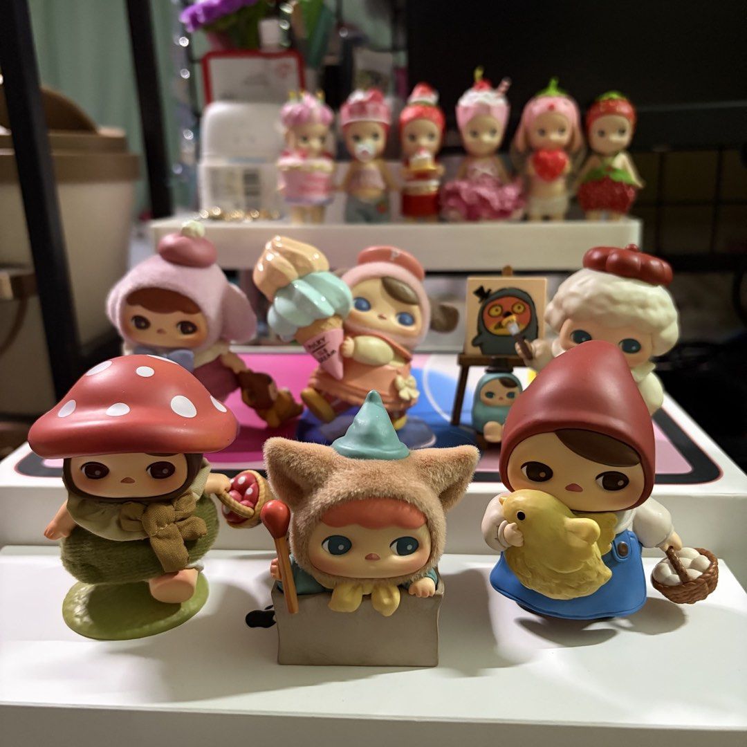 Pucky Fairies Market Series (Category: Designer & Blind Box Toys) located in Manila. Submitted by ceescake (Listing ID 1465326328, Image 3). Description: pucky fairies market series figurine php500 ea - all with card except mushroom farmer - some with box included - mushroom farmer sold as set only with another figurine .