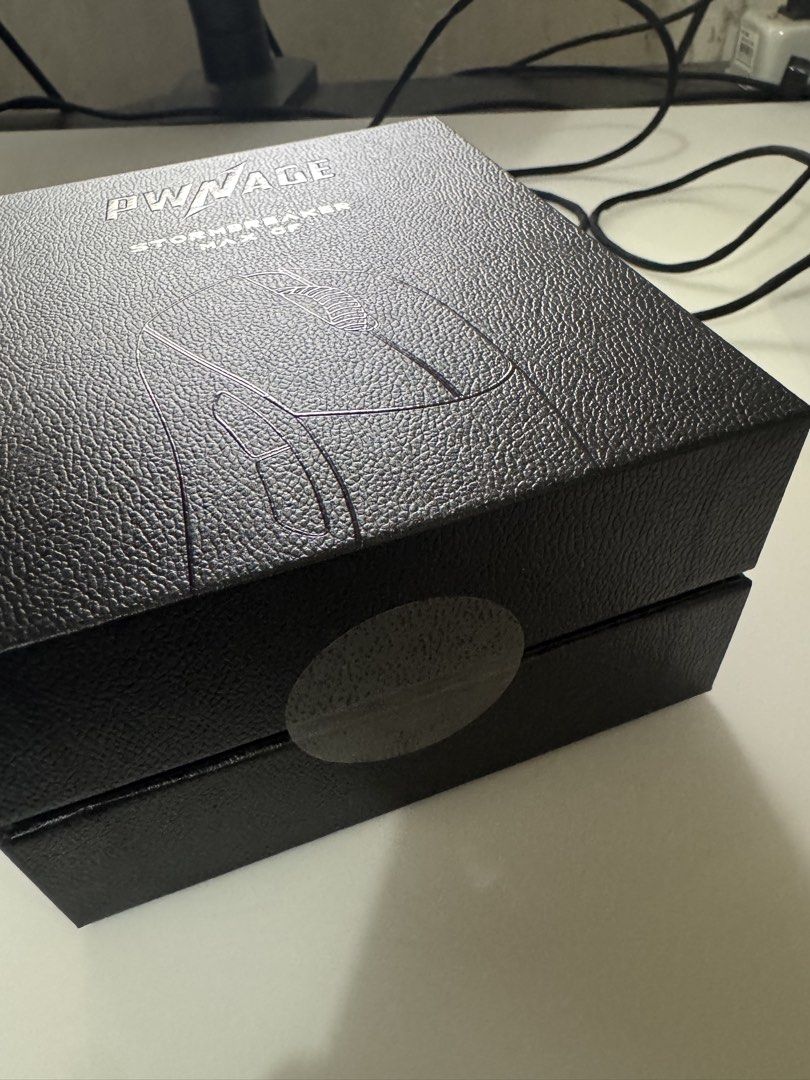 Pwnage Stormbreaker Max CF Gaming Mouse Platinum (Category: Mouse & Mousepads) located in Manila. Submitted by ramski12345 (Listing ID 1465180100, Image 3). Description: - Brand: Pwnage - Model: Stormbreaker Max CF (Carbon Fiber Edition) -Platinum Colorway - Condition: Brand new, factory-sealed in plastic wrapper - Authenticity: Original textured box with clear tamper stickers intact on both sides - Performance: High-end wireless gaming mouse.