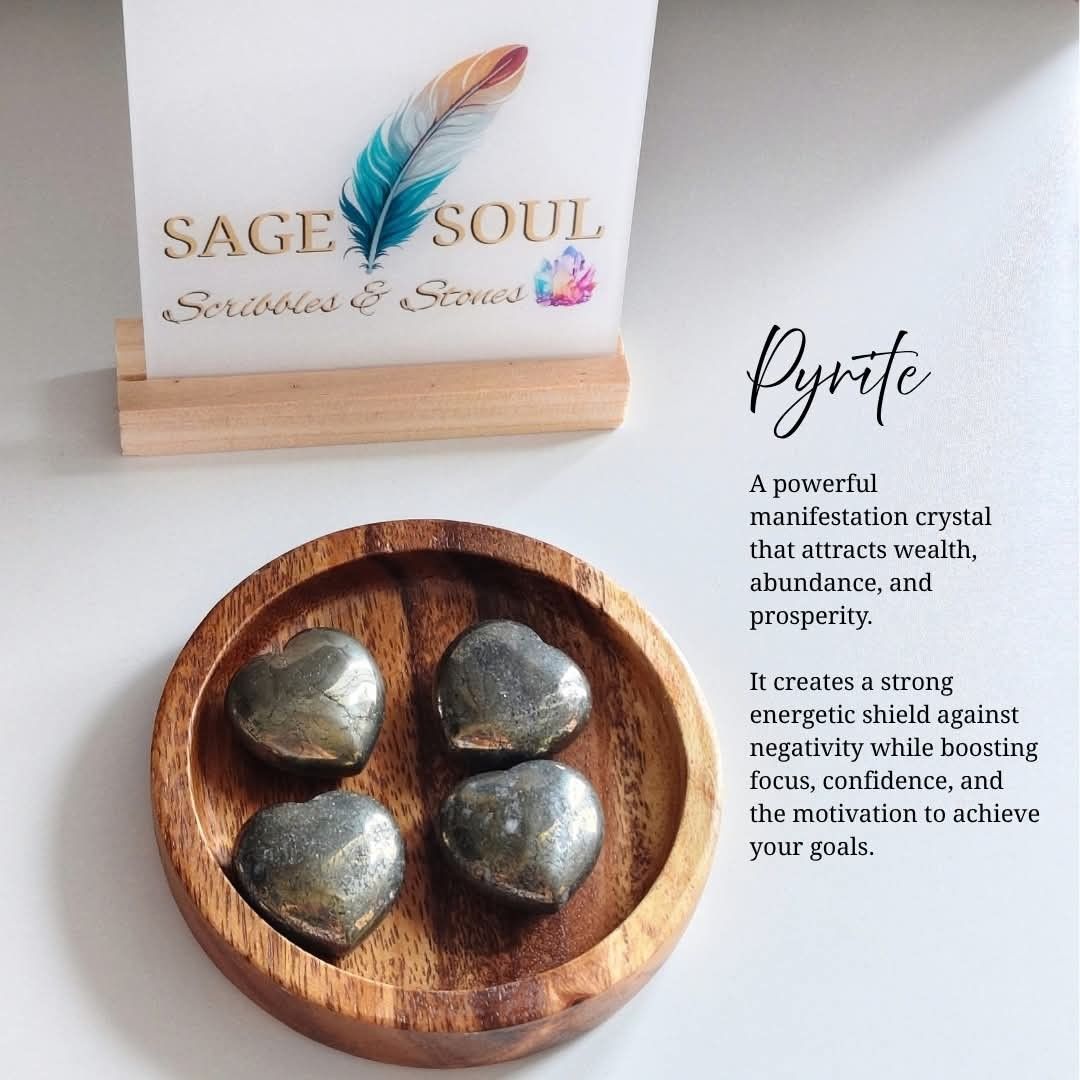 Pyrite Hearts (Category: Precious Stones) located in Manila. Submitted by sagesoulscribblesstones (Listing ID 1465177219, Image 2). Description: Pocket-Sized Prosperity: Pyrite Hearts 💖 Attract wealth, abundance, and good fortune with our mini Pyrite carvings! Known as the ultimate "Money Stone," Pyrite is a powerful magnet for success and focus while serving as a protective shield against negative energy. These cute hearts are the perfect size 
