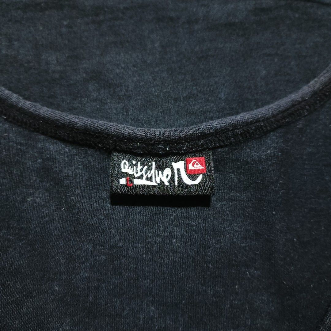 Quiksilver Black Graphic Tank Top (Category: Sleeveless) located in Manila. Submitted by arvinnn_ (Listing ID 1465254080, Image 3). Description: Quiksilver Tank Top Size L on tag Width 22 Length 30 Good Condition Issue Hairlines Color Rate 8/10 350+sf Antipolo, Rizal.
