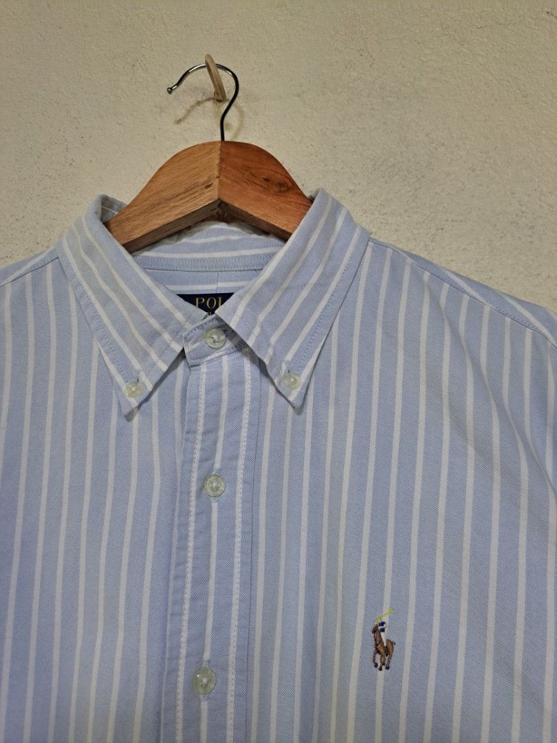 Ralph Lauren Custom Fit Striped Button Down (Category: Formal Shirts) located in Dumaguete. Submitted by jayarbajad49160 (Listing ID 1465284529, Image 2). Description: Ralph Lauren Custom Fit Striped Button Down Authentic/Original Excellent Condition Color rate:9.8/10 Issue: Last pic (Minimal only) Size XL Width:22 Length:29 Loc dumaguete city visayas.