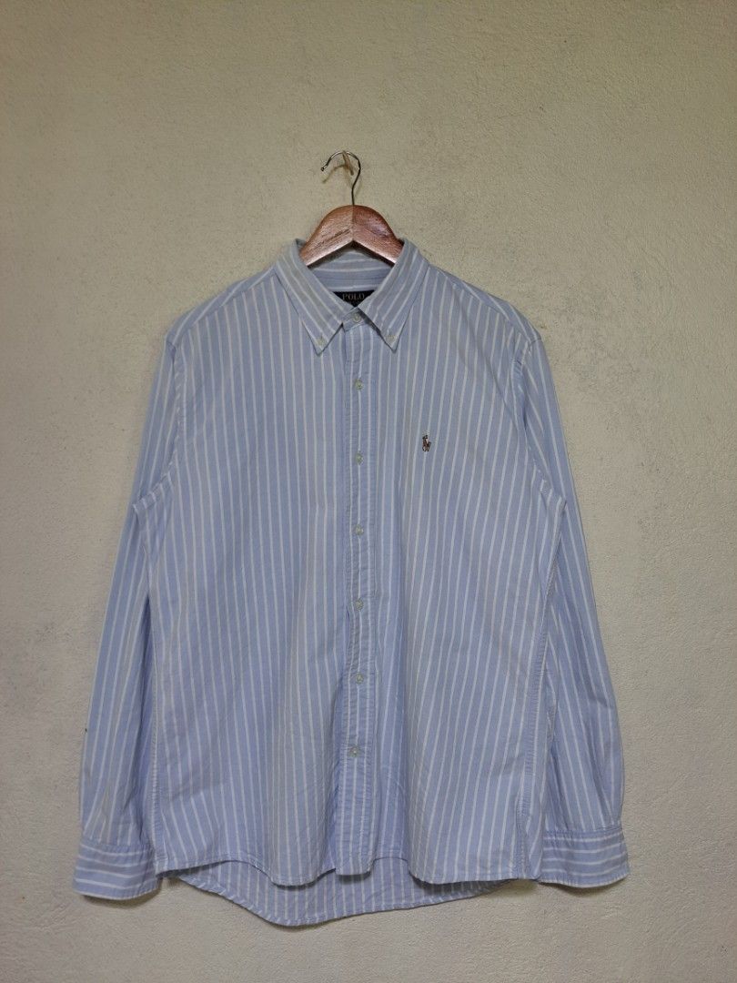 Ralph Lauren Custom Fit Striped Button Down (Category: Formal Shirts) located in Dumaguete. Submitted by jayarbajad49160 (Listing ID 1465284529, Image 1). Description: Ralph Lauren Custom Fit Striped Button Down Authentic/Original Excellent Condition Color rate:9.8/10 Issue: Last pic (Minimal only) Size XL Width:22 Length:29 Loc dumaguete city visayas.