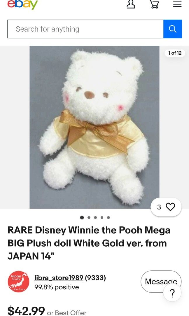 Rare Disney Winnie the Pooh (Category: Plushies & Soft Toys) located in Cavite. Submitted by haileyetc. (Listing ID 1465367385, Image 2). Description: malinis po ito.