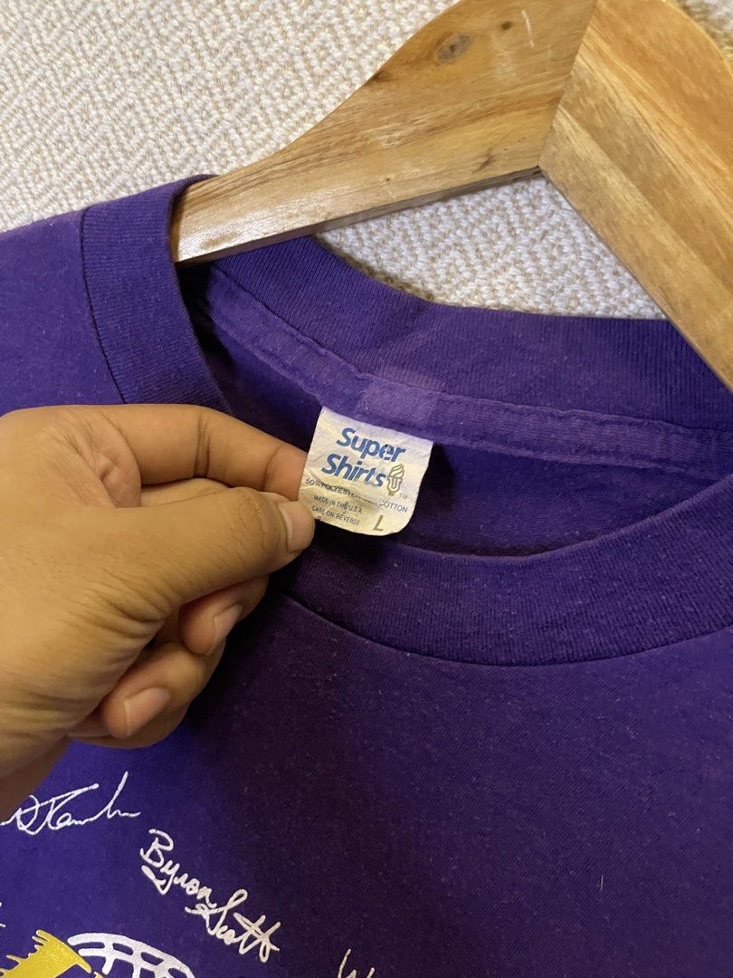 Rare vintage 80s lakers tee (Category: Tshirts & Polo Shirts ) located in Manila. Submitted by hypestock_mnl (Listing ID 1465198639, Image 3). Description: - stylish - perfect for casual wear - great fit - in good condition - minimal signs of usage - 9/10 - money worth! - see pics for details/issue.