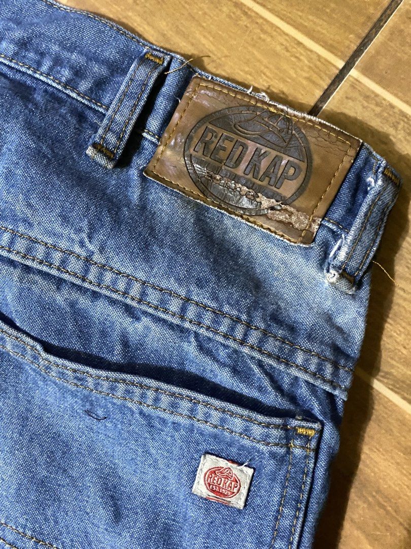 Red kap (Category: Jeans) located in Talisay. Submitted by rjthriftfinds (Listing ID 1465327786, Image 2). Description: - Brand: Red Kap - Color: Classic Blue Denim - Size: 36x30 - Material: Heavy-duty, durable cotton denim - Features: Classic 5-pocket style, branded 'RK' button, and distinctive Red Kap back leather patch - Condition: Pre-owned, well-maintained, ready to wear.