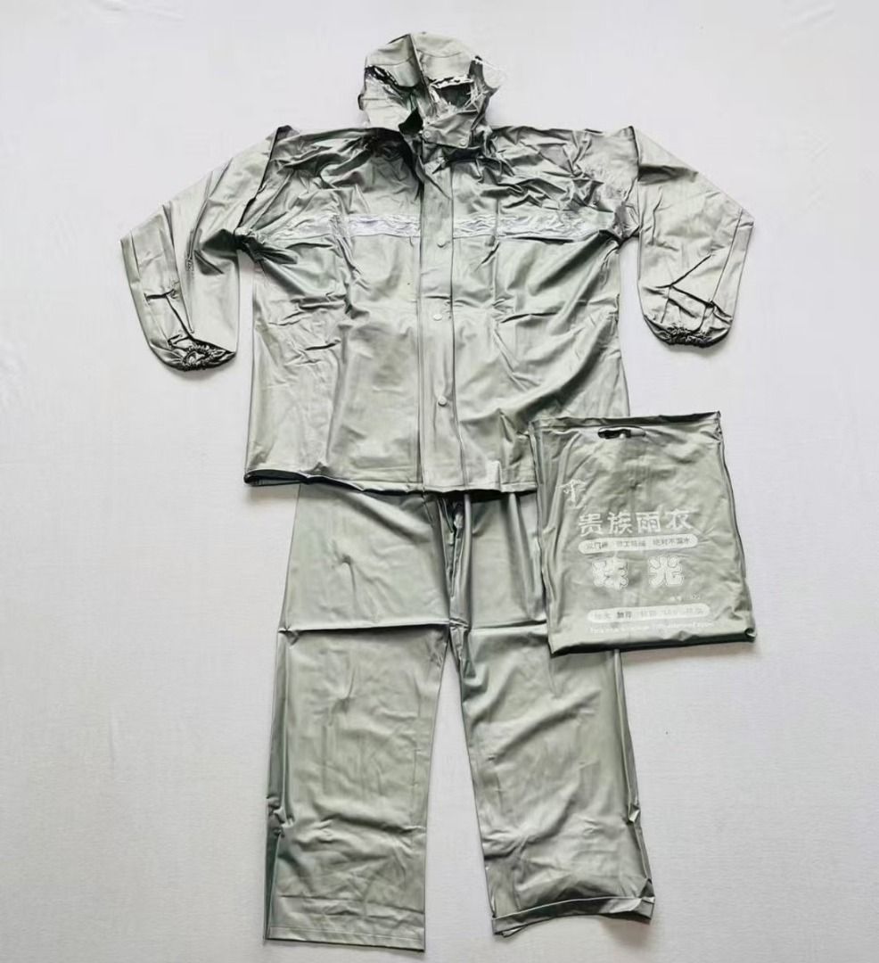 Reflective Rain Coat Jacket and Pants (Set) (Category: Coats, Jackets and Outerwear) located in Manila. Submitted by townlites (Listing ID 1465241399, Image 1). Description: Color: Gray With reflector Jacket and Pants Thick material Raincoat with hood attached One Size Fit/ Free size PVC coated (Rubberized) Easy To Wear Waterproof Reusable Heavy duty Brand New and High Quality Features: Suitable for outdoor camping, mountain climbing, travel, etc