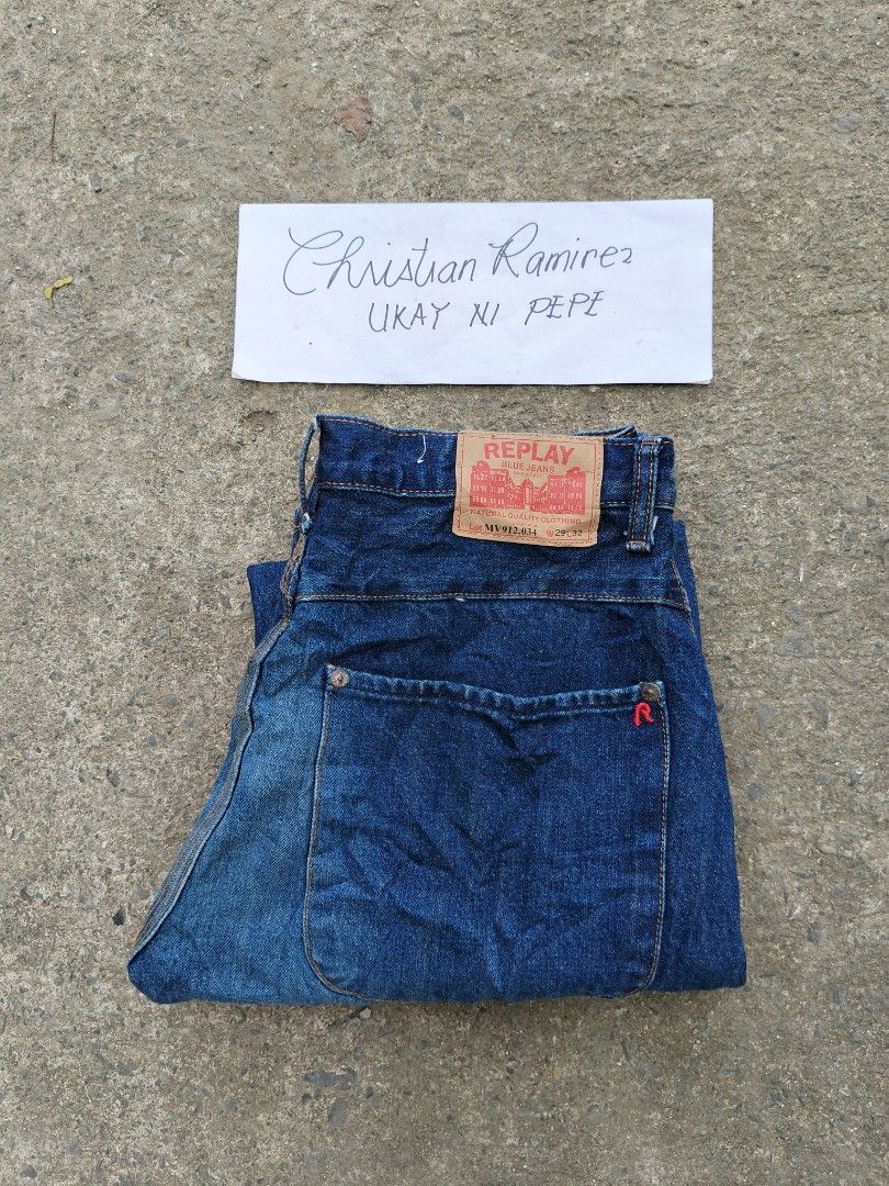 Replay MV192 (Category: Jeans) located in Bocaue. Submitted by ukaynipepe (Listing ID 1465251530, Image 1). Description: Replay MV192 (Straight) 29*32 on tag Waist 30 Length 43.5 Leg opening 8.