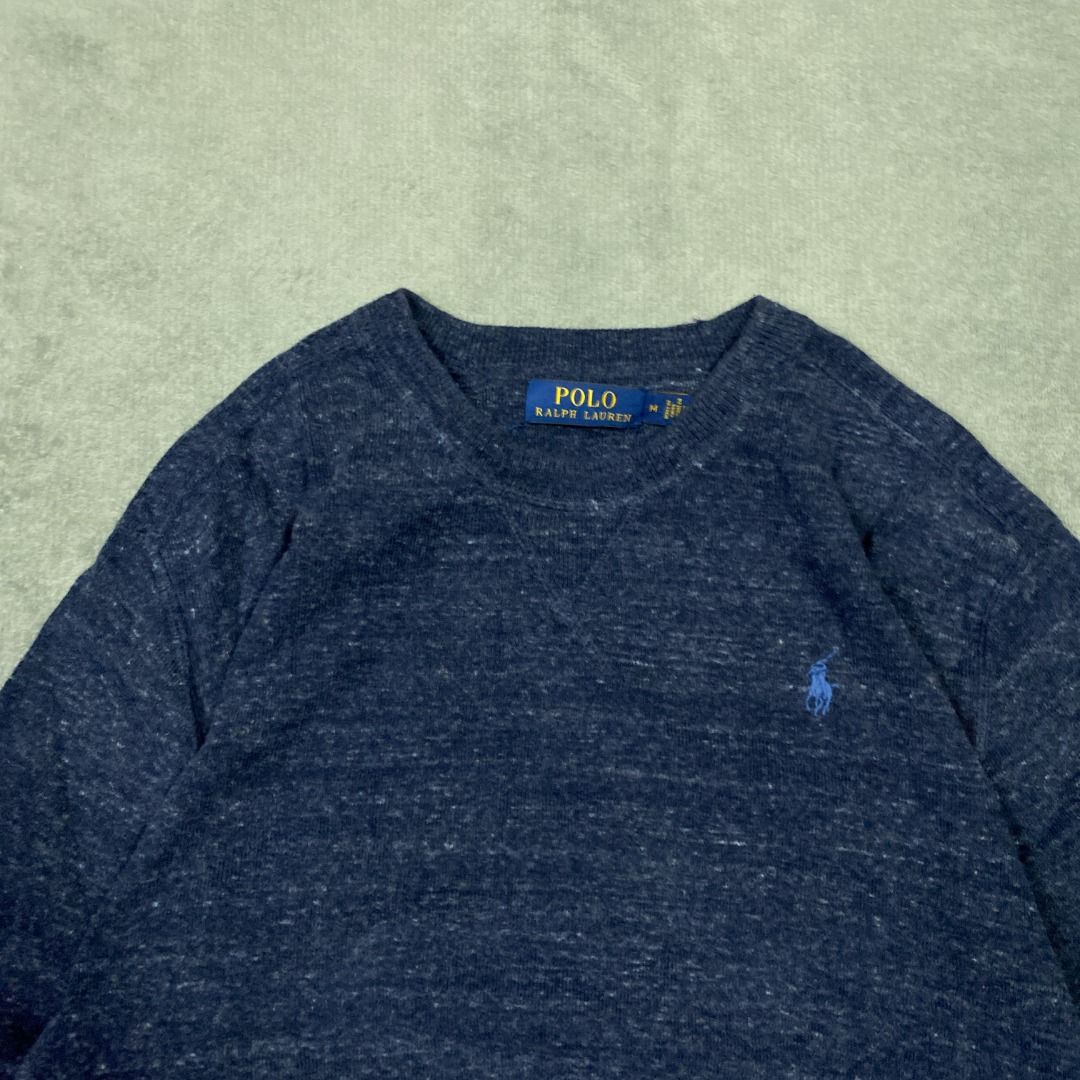 RL Heather Navy Knitted Crewneck (Category: Hoodies) located in Imus. Submitted by lsthriftsaig (Listing ID 1465253745, Image 2). Description: RL Heather Navy Knitted Crewneck Size tag: Medium Length: 25 Width: 22 Issue(s): None Condition: 10/10.