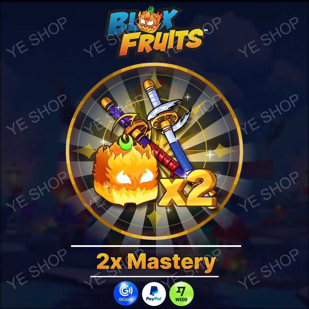 Roblox Blox Fruits 2x Mastery Gamepass (Category: In-Game Products) located in Manila. Submitted by ye.digital (Listing ID 1465275833, Image 1). Description: - Game: Roblox Blox Fruits - Item: 2x Mastery Gamepass - Benefit: Train and level up swords and fruits twice as fast - Delivery: Instant delivery upon payment confirmation thru ingame gift - Payment Methods: GCash, PayPal, Wise - How to Buy: Message me for any questions or to proceed with th