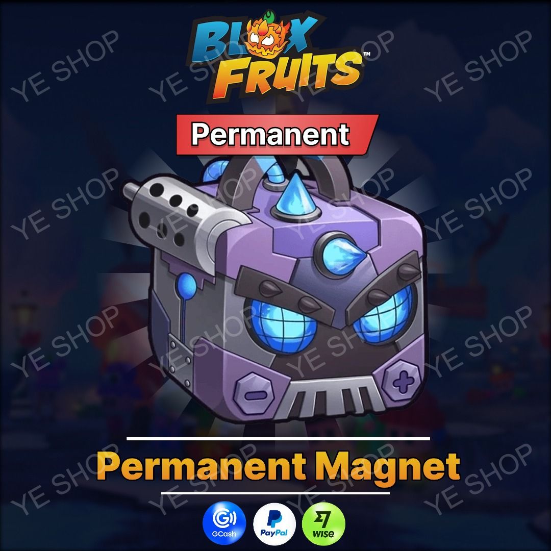 Roblox Blox Fruits Permanent Magnet Fruit (Category: In-Game Products) located in Manila. Submitted by ye.digital (Listing ID 1465249156, Image 1). Description: - Game: Roblox Blox Fruits - Item: Permanent Magnet Fruit - Delivery: Instant delivery via in-game gift upon payment confirmation - Payment Methods: GCash, PayPal, Wise - How to Buy: Message me for any questions or to proceed with the transaction.