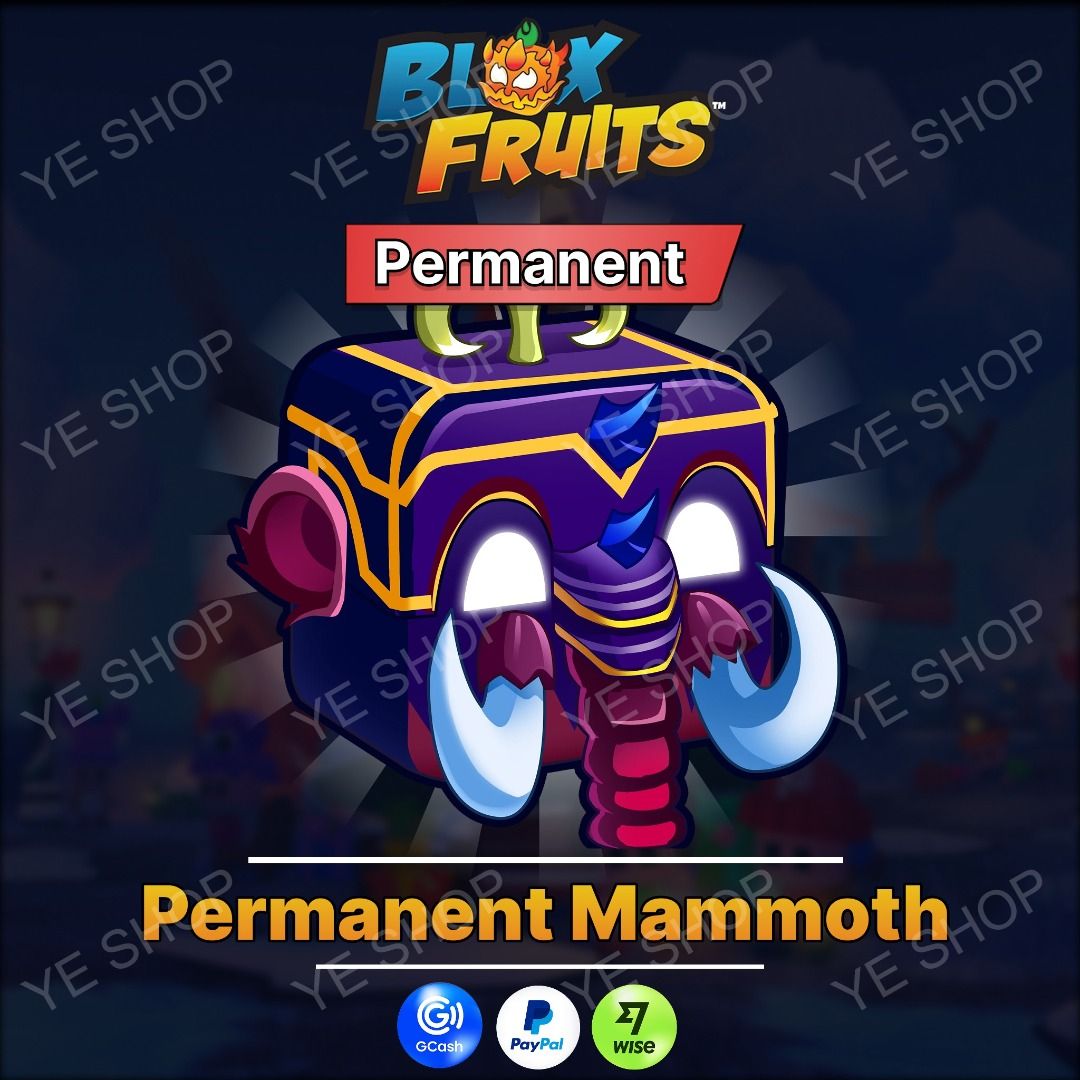 Roblox Blox Fruits Permanent Mammoth Fruit (Category: In-Game Products) located in Manila. Submitted by ye.digital (Listing ID 1465283205, Image 1). Description: - Game: Roblox Blox Fruits - Item: Permanent Mammoth Fruit - Delivery: Instant delivery upon payment confirmation thru ingame gift - Payment Methods: GCash, PayPal, Wise - How to Buy: Message me for any questions or to proceed with the transaction.