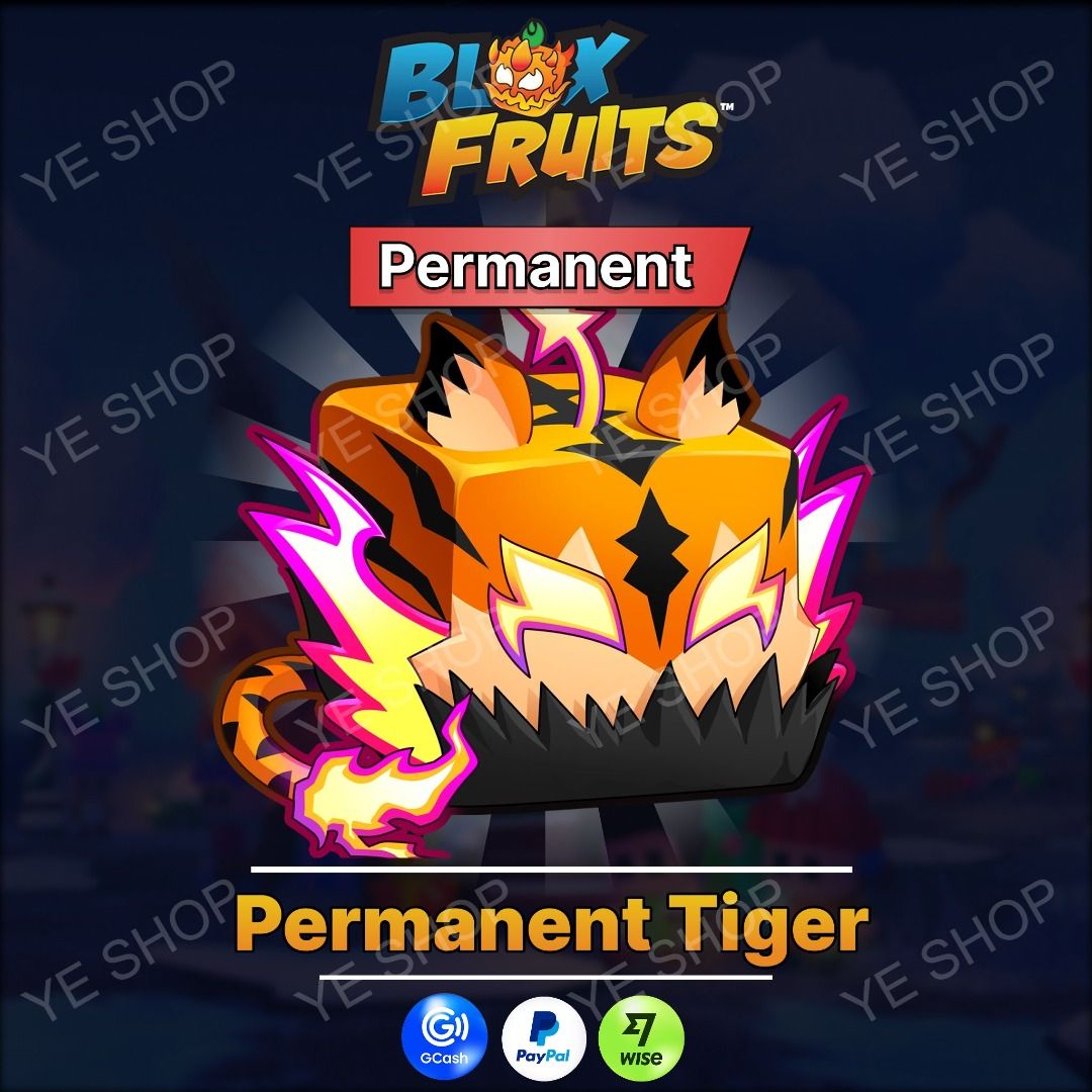 Roblox Blox Fruits Permanent Tiger Fruit (Category: In-Game Products) located in Manila. Submitted by ye.digital (Listing ID 1465284546, Image 1). Description: - Game: Roblox Blox Fruits - Item: Permanent Tiger Fruit - Delivery: Instant delivery upon payment confirmation thru ingame gift - Payment Methods: GCash, PayPal, Wise - How to Buy: Message me for any questions or to proceed with the transaction.