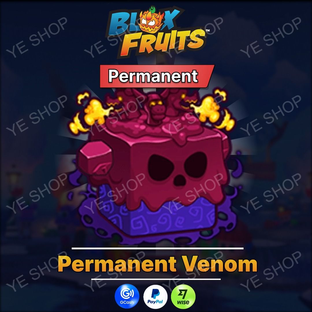 Roblox Blox Fruits Permanent Venom Fruit (Category: In-Game Products) located in Manila. Submitted by ye.digital (Listing ID 1465284180, Image 1). Description: - Game: Roblox Blox Fruits - Item: Permanent Venom Fruit - Delivery: Instant delivery upon payment confirmation thru ingame gift - Payment Methods: GCash, PayPal, Wise - How to Buy: Message me for any questions or to proceed with the transaction.