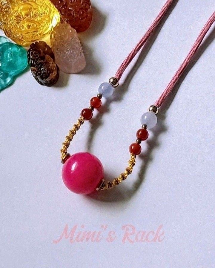 RUBY JADE WITH AGATE BEADS NATURAL STONE ROPE NECKLACE (Category: Necklaces) located in Taguig. Submitted by mimisrack (Listing ID 1465205654, Image 3). Description: 🩷Bold heart energy paired with grounding balance in a natural rope design -Ruby Jade symbolizes vitality, courage, and passionate life-force energy -Agate beads promote stability, protection, and emotional balance -Encourages confidence, motivation, and empowered action -Balanced bl