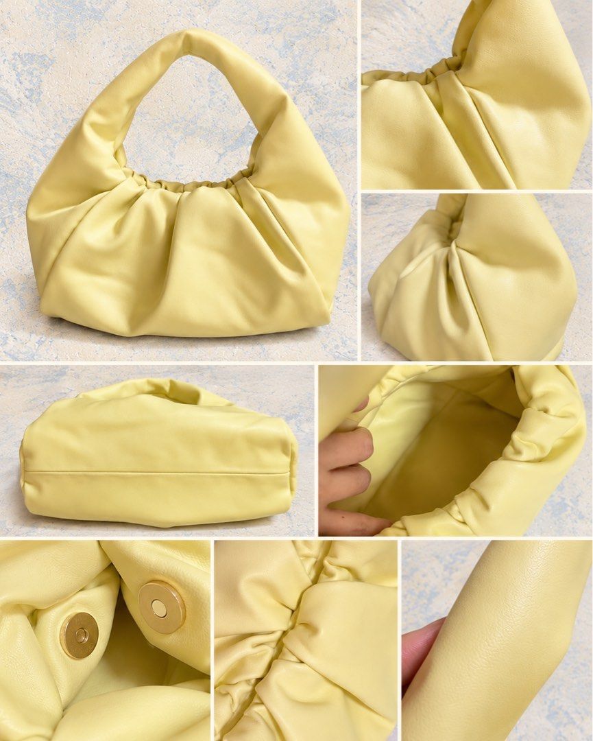 Ruched Pale Yellow Bag (Category: Tote Bags) located in Makati City. Submitted by stylehub.mnl (Listing ID 1465191786, Image 2). Description: 💛 Pale Lemon Ruched Hobo Bag A soft, feminine statement piece in a beautiful pale lemon yellow. 🍋✨ Designed with a relaxed ruched silhouette, padded handle, and beautifully gathered details that give it that effortless quiet-luxury / contemporary vintage feel. Details: • Pale lemon yellow • Soft leather-l