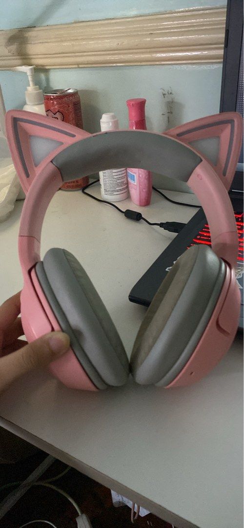 RUSH SELLING!! Razer Kraken Kitty V2 BT (Category: Headphones & Headsets) located in Makati City. Submitted by erinwasnthere (Listing ID 1465287502, Image 1). Description: Manage your expectations!! Bought in early 2024, condition is still good for it's age! Only sign of age is some removable ink stains on the ears and a little bit of dirt on the inside of the earmuffs (can wash ^ ^ just dont have the time hehe) I also have the usb C cable that c