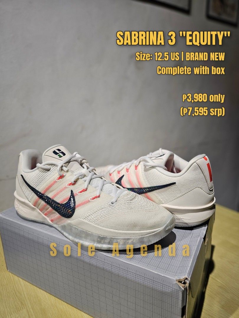 Sabrina 3 "Equity" (Category: Sneakers) located in Manila. Submitted by ejjjjj09 (Listing ID 1465219912, Image 1). Description: ⚡SALE or TRADE + CASH⚡ Sabrina 3 "Equity" Size: 12.5 US | BRAND NEW Complete with box ₱3,980 only (₱7,595 srp) Payment First (No COD / No COP) 📍 Pin: Sole Agenda 🤝 Meetup: Townsville Sabang, Dasmariñas, Cavite 📦 Shipping: Lalamove or J&T #SoleAgenda #OriginalShoes #AuthenticShoes #BasketballShoes #fypシ.