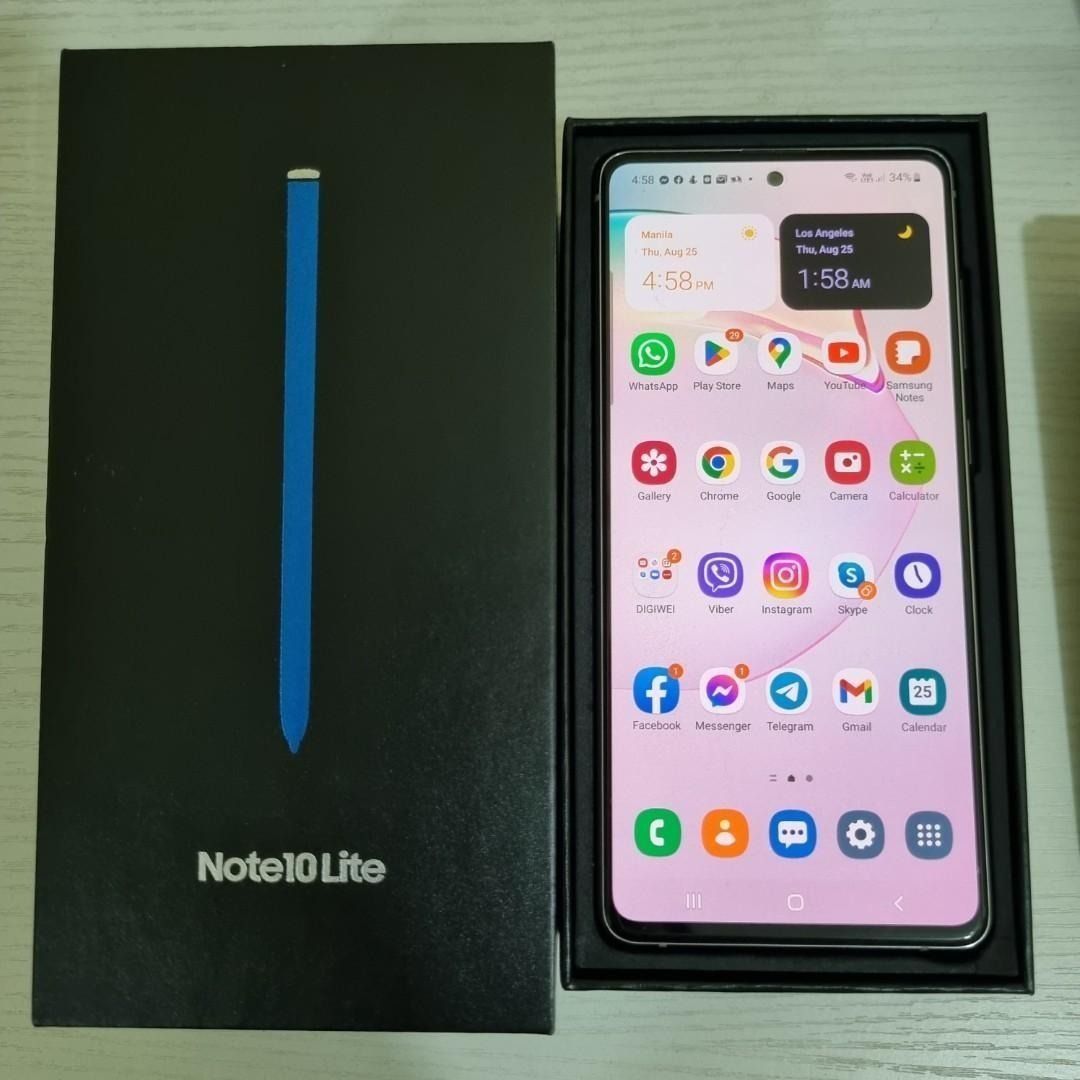 Samsung Galaxy Note 10 Lite 128GB (Category: Samsung) located in Cavite. Submitted by handycam (Listing ID 1465375838, Image 1). Description: Globe locked (sim1) Sim2 can accommodate other network Still using it as netflix/youtube phone until sold No swap Rfs: got new phone from globe contract renewal Inclusions: unit, data cable, box Has existing tempered glass already No issue Specs: 6.7" screen - best for online class or wfh 128gb storage, 8gb