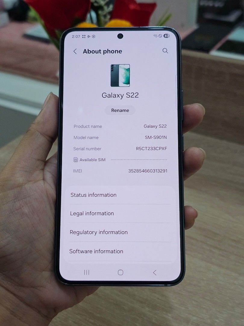 SAMSUNG S22 5G 256GB (Category: Samsung) located in Rizal. Submitted by bheviers14 (Listing ID 1465241933, Image 3). Description: SAMSUNG S22 5G 256GB 8GB RAM korean variant original Openline Singlesim No issue performance Unit only No swap Cityland grand central residences mandaluyong Store pick up (NO meet up).
