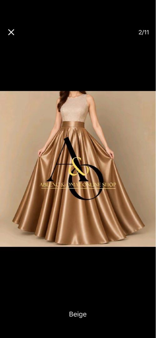 Satin Skirt Beige Large (Category: Skirts) located in Makati City. Submitted by ciados (Listing ID 1465315567, Image 1). Description: Never used.
