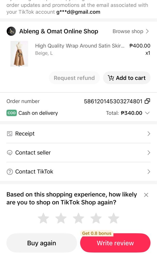 Satin Skirt Beige Large (Category: Skirts) located in Makati City. Submitted by ciados (Listing ID 1465315567, Image 2). Description: Never used.