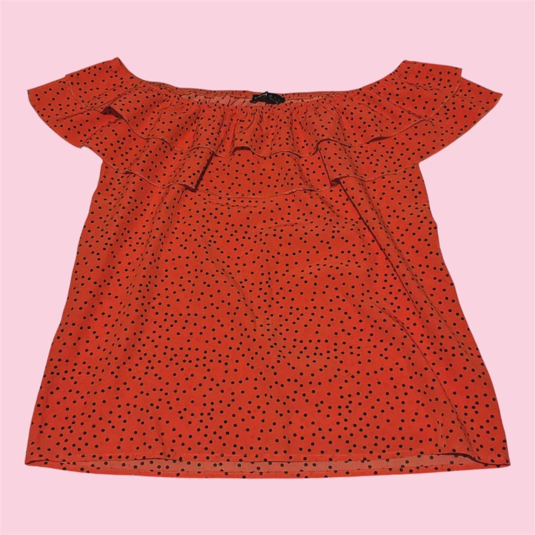 SHEIN off-shoulder top (Category: Blouses) located in Butuan. Submitted by blc.iea (Listing ID 1465274492, Image 1). Description: PRELOVED SHEIN — medium to large — [approximation] length: 45cm, shoulder: 43x2cm, waist: 51x2cm — still in good condition but please manage ur expectations — color may differ due to lighting, but the actual color is very pop — negotiable if you buy more from my listings (for sure buyers) — u can also check @bxufinds (