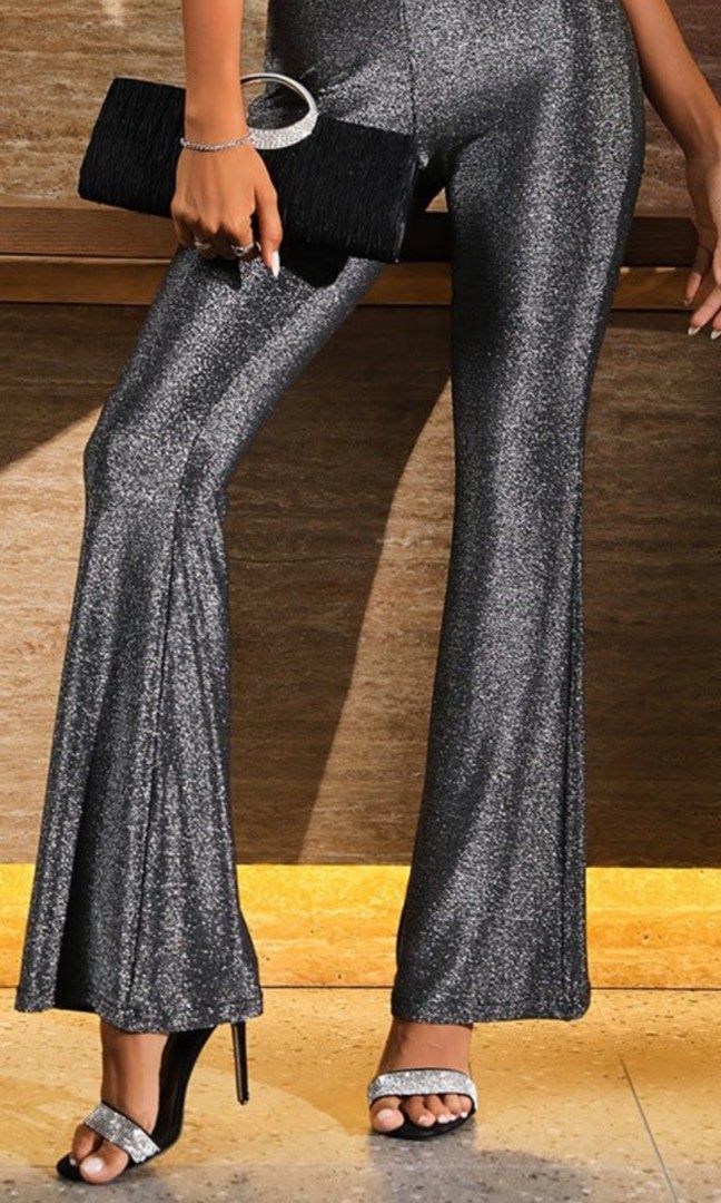 shein super stretch garterized glittery retro pants (Category: Other Bottoms) located in Cavite. Submitted by bambimay30 (Listing ID 1465176345, Image 2). Description: med on tag but can fot up to xl 29-38 inches waist 40 inches length super stretch fabric.