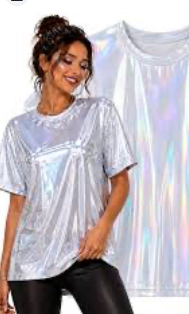 shein unisex metallic event top (Category: Others Tops) located in Cavite. Submitted by bambimay30 (Listing ID 1465175667, Image 3). Description: l—xl for women med-large for men.