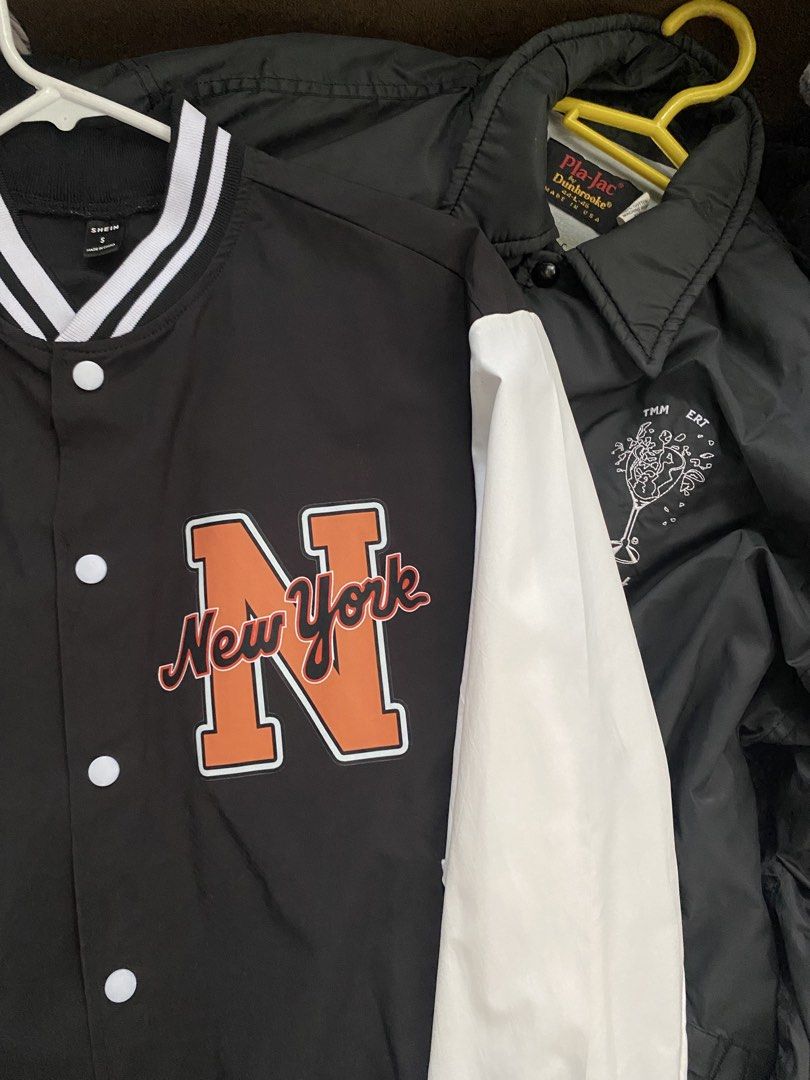 SHEIN Varsity Jacket & Plac Jac Coach Jacket as Pack (Category: Coats, Jackets and Outerwear) located in Noveleta. Submitted by king_niko_szn (Listing ID 1465209092, Image 1). Description: Plac Jac Coach Jacket Condition: Like New Size : Large SHEIN Varsity Jacket Condition: Like New Size : Small (but can fit up to large) Mode Of Payment : G Cash 1,200+SF .