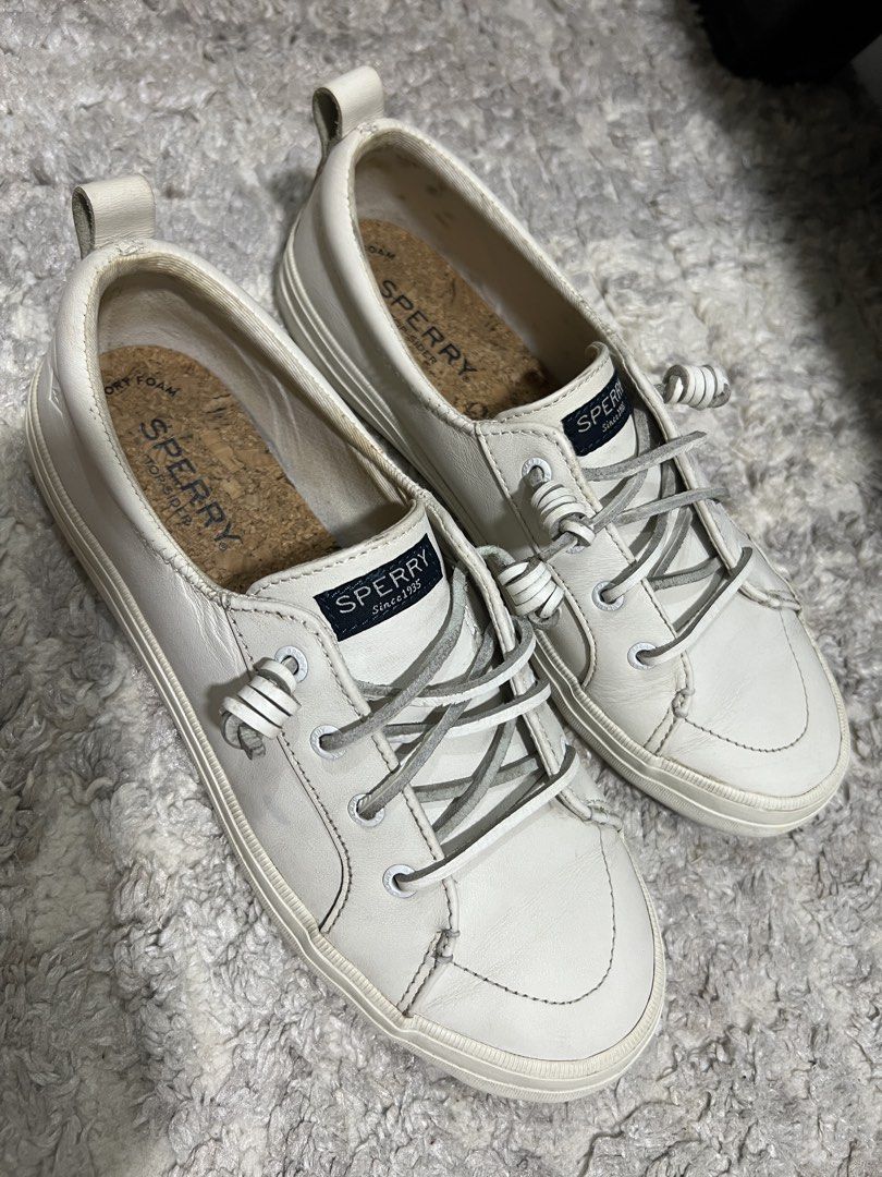 Sperry Crest Leather Slip-on (Category: Sneakers) located in Pasig City. Submitted by patting18 (Listing ID 1465223542, Image 3). Description: Material: Leather Color: White No box In good preloved condition. Can still be cleaned further, I just don't have the time..