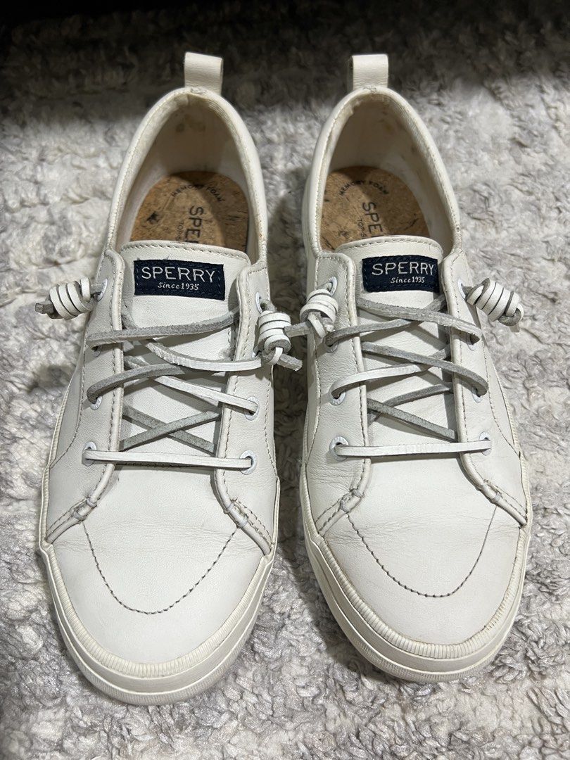 Sperry Crest Leather Slip-on (Category: Sneakers) located in Pasig City. Submitted by patting18 (Listing ID 1465223542, Image 1). Description: Material: Leather Color: White No box In good preloved condition. Can still be cleaned further, I just don't have the time..