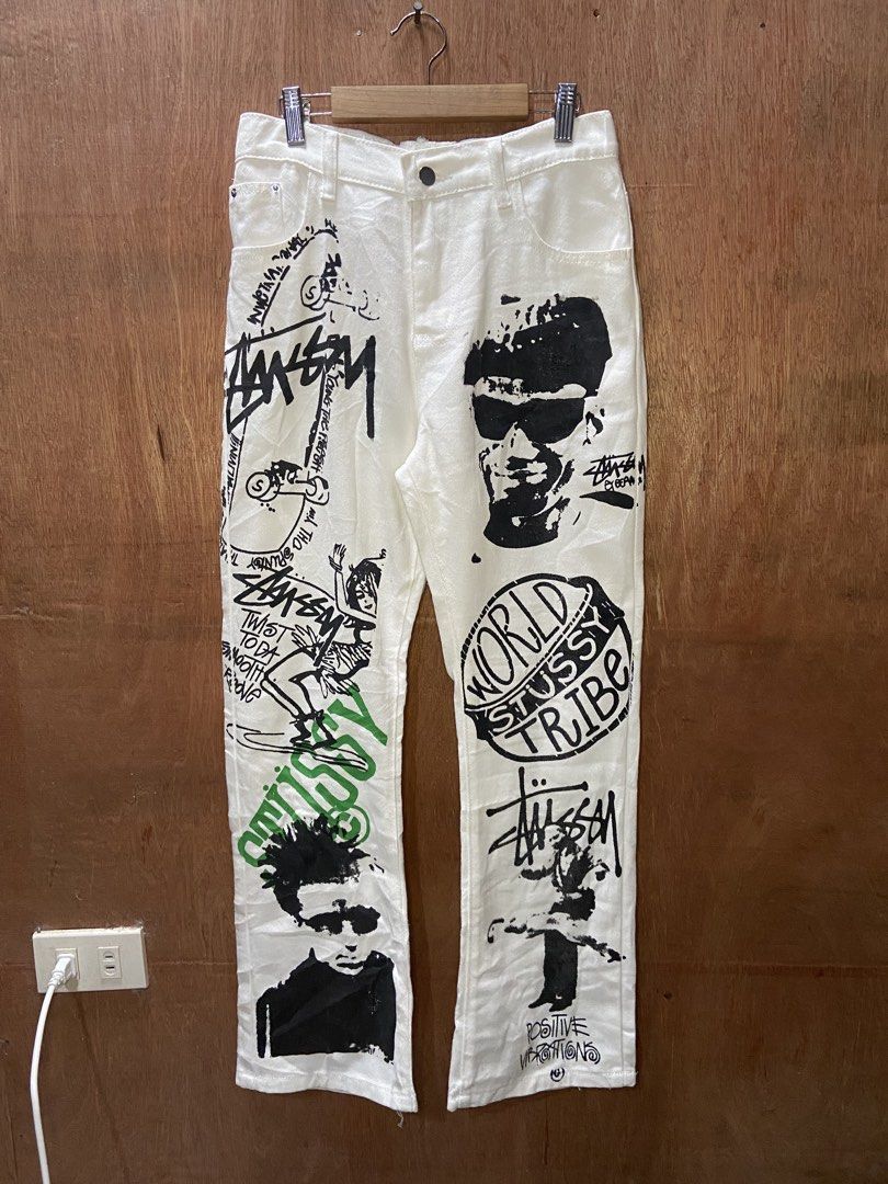STUSSY AOP DENIM PANTS (Category: Jeans) located in Naga. Submitted by lux.shirt.ph (Listing ID 1465200397, Image 1). Description: STUSSY AOP PANTS SIZE:28-32 DIMES: WAIST:28-32 LENGTH:39 LEG OPEN:8.5 CONDITION:GOOD COLOR RATE:9/10 ISSUE:FAKE ONLY AND NEED WASH.