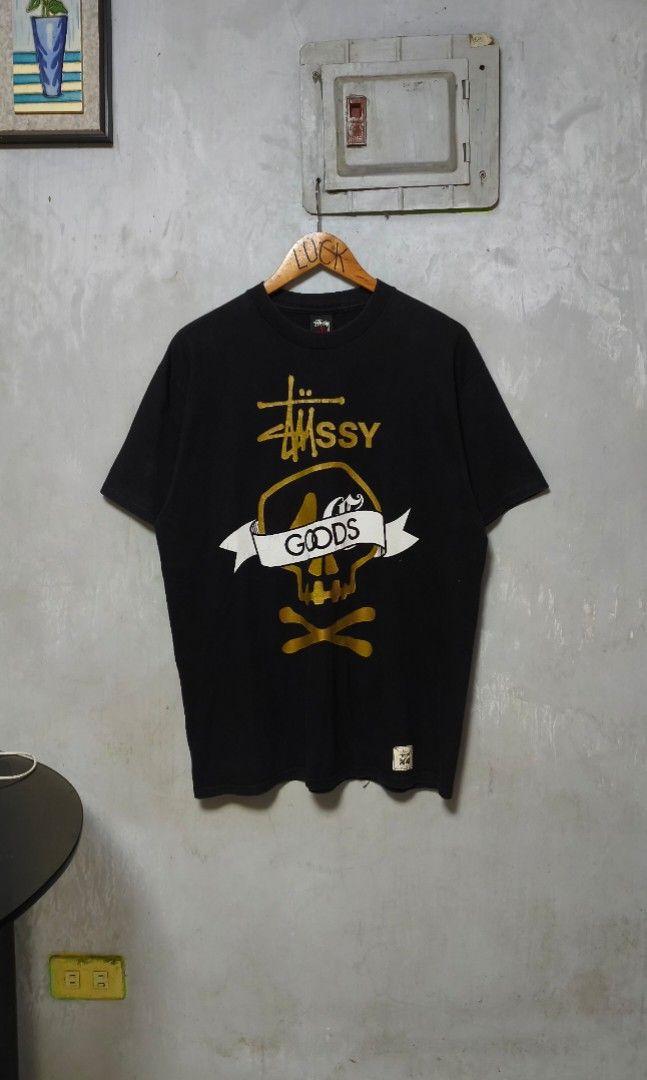 STUSSY X GOODS COLLAB (Category: Tshirts & Polo Shirts ) located in Calamba. Submitted by luckthriftph (Listing ID 1465184643, Image 1). Description: STUSSY X GOODS 4TH YR ANNIVERSARY AUTHENTIC/LEGIT Color rate: 9/10 Width: 22 Length: 29.5 Excellent Condition Issue: Minimal hairline Mine: 1699 PESOS Loc: Calamba, Laguna Courier: JNT, Lalamove and LBC ( Cop Only ) DM ME TO PURCHASE! 📩.