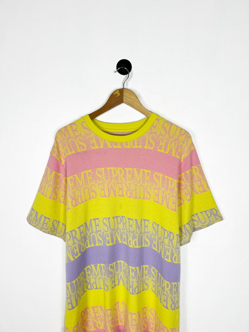 Supreme Text Stripe Jacquard SS19 (Category: Tshirts & Polo Shirts ) located in Bacolod City. Submitted by nodaysoff (Listing ID 1465183986, Image 3). Description: Supreme Text Stripe Jacquard SS19 - Authentic Measures: 24x30 | XL Excellent condition Flaws: Dirt stain washable ₱1,800.