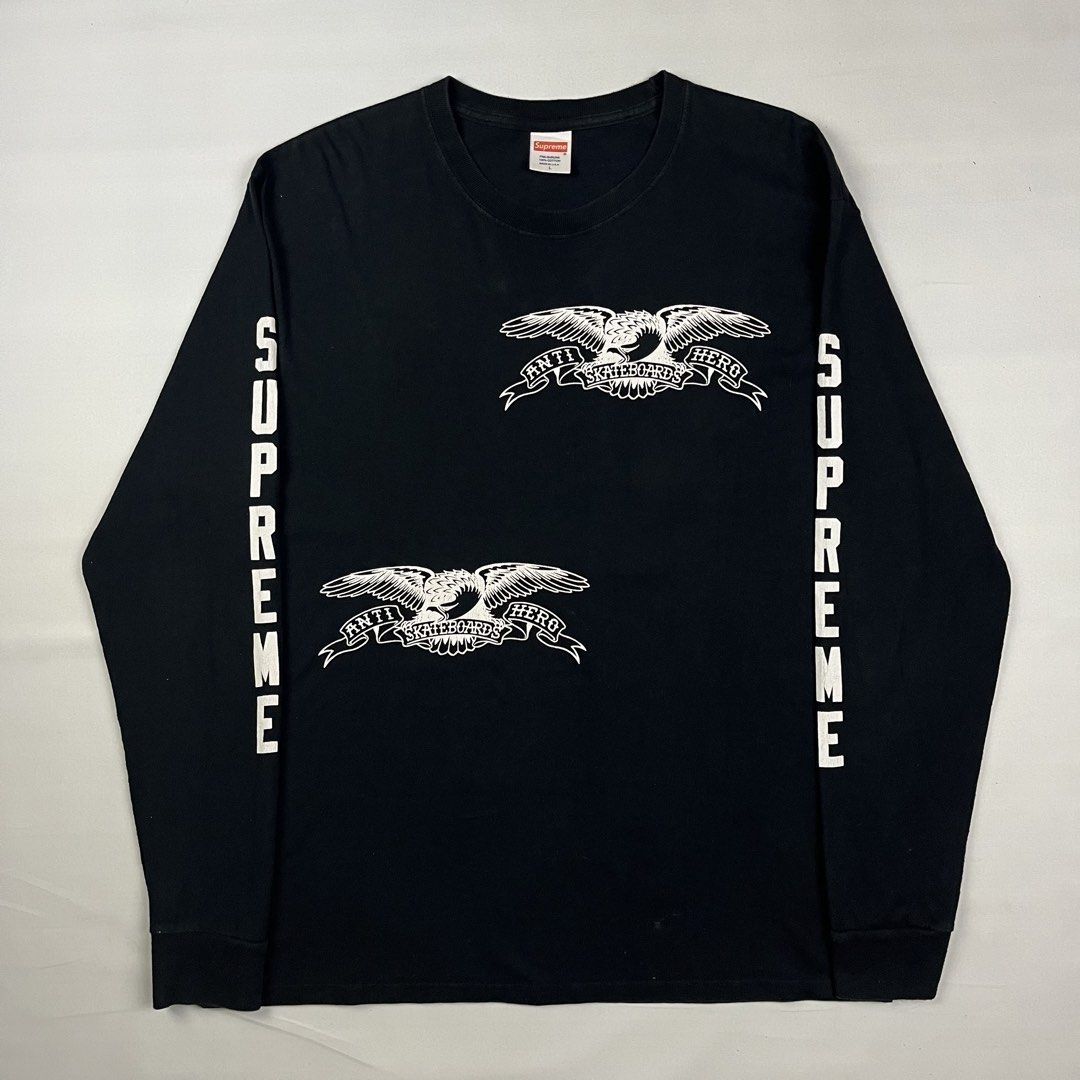 Supreme x Antihero Eagle L/S (Category: Tshirts & Polo Shirts ) located in Puerto Princesa. Submitted by paradise5300 (Listing ID 1465216122, Image 2). Description: Supreme x Antihero Eagle L/S Tagged Size: Large Dimensions Inches length: 29.5 Inches width: 21.5 Condition: Very good Color rate: 9.5 Flaws: Pinhole 1,599 shipping fee is not yet included. .