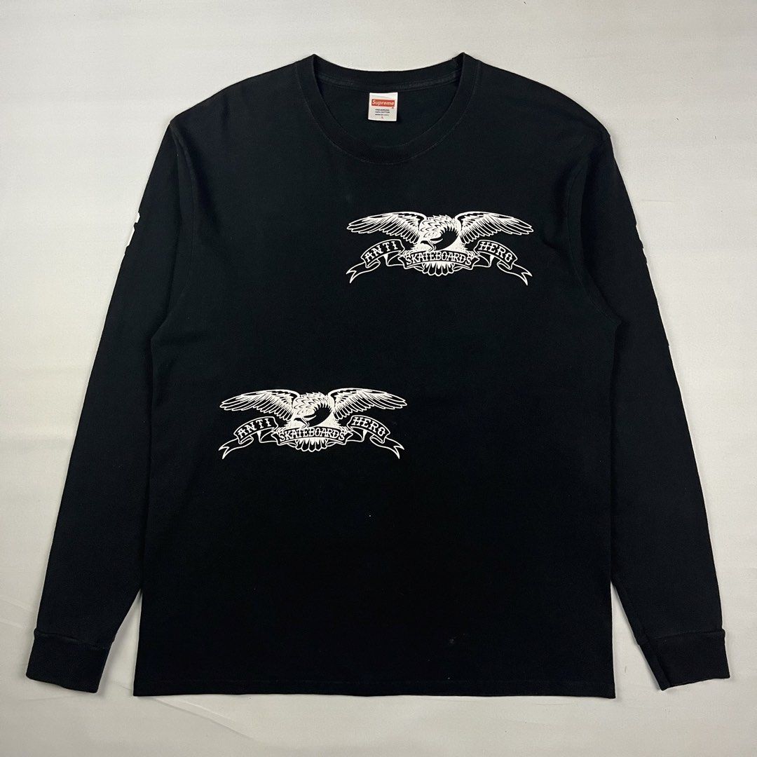 Supreme x Antihero Eagle L/S (Category: Tshirts & Polo Shirts ) located in Puerto Princesa. Submitted by paradise5300 (Listing ID 1465216122, Image 1). Description: Supreme x Antihero Eagle L/S Tagged Size: Large Dimensions Inches length: 29.5 Inches width: 21.5 Condition: Very good Color rate: 9.5 Flaws: Pinhole 1,599 shipping fee is not yet included. .