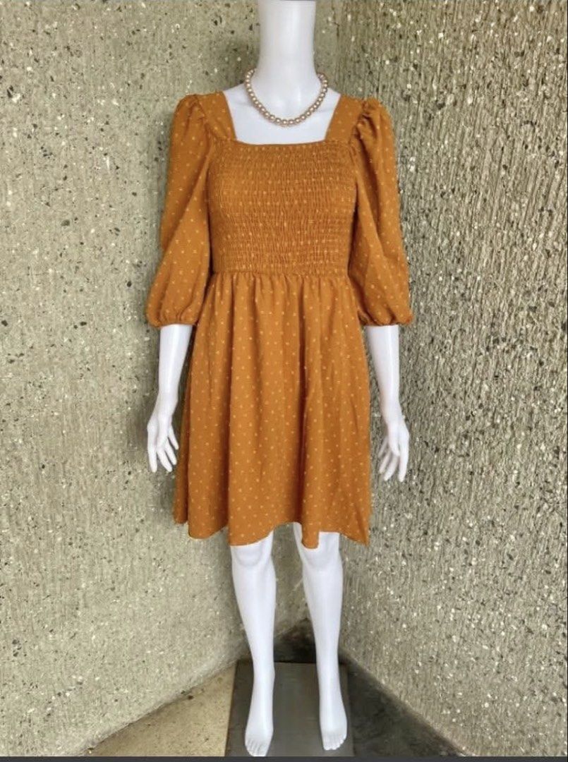 🧡Swiss Dot Orange Dress 🍊 (Category: Dresses) located in Manila. Submitted by pining.garcia (Listing ID 1465375457, Image 1). Description: -good as new * item listed all available until marked sold * shipping courier is jnt express will take 2-3 days to be receive depends on your location * thanks .