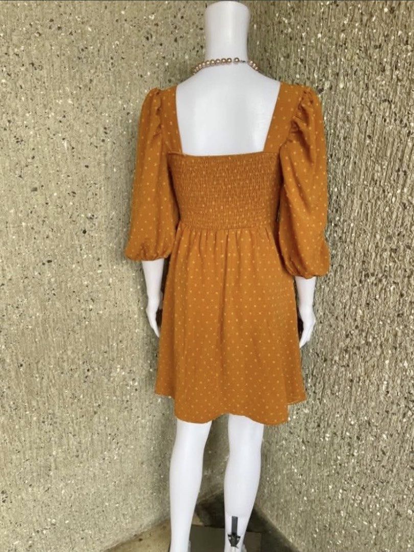 🧡Swiss Dot Orange Dress 🍊 (Category: Dresses) located in Manila. Submitted by pining.garcia (Listing ID 1465375457, Image 2). Description: -good as new * item listed all available until marked sold * shipping courier is jnt express will take 2-3 days to be receive depends on your location * thanks .