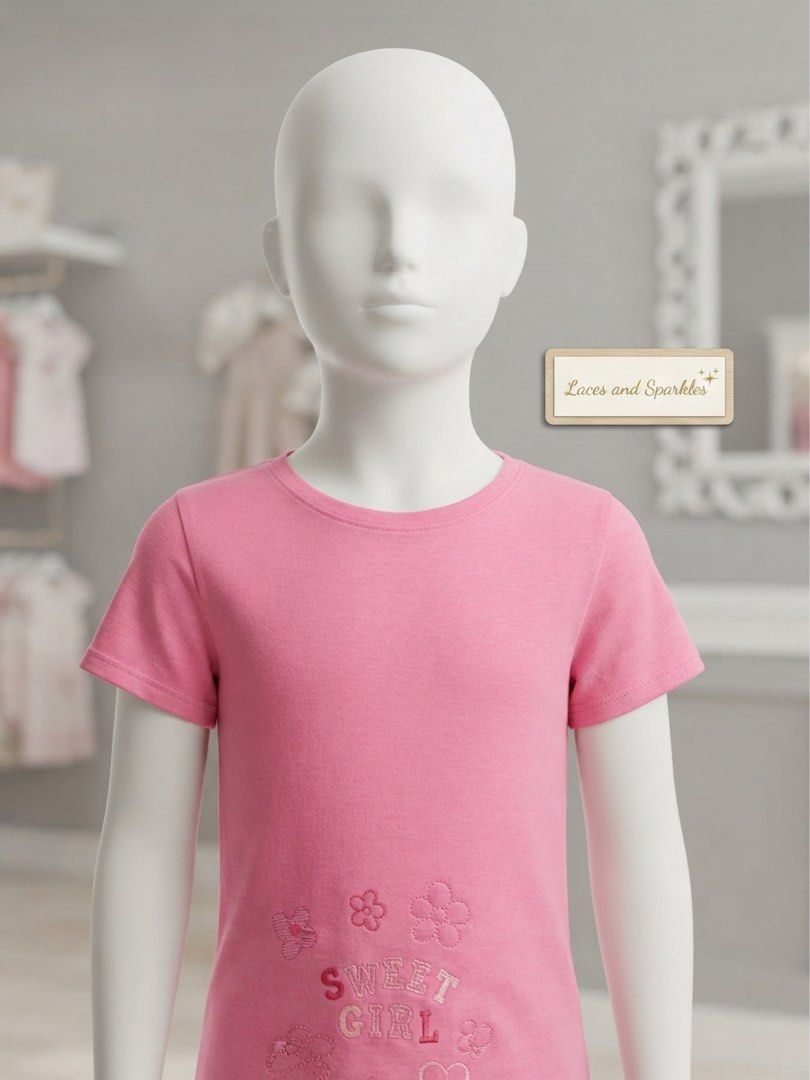 Take all 9 shirts branded (Category: Babies & Kids Fashion) located in Rodriguez. Submitted by lacesandsparkles (Listing ID 1465202758, Image 3). Description: - Authentic Guess white short-sleeve V-neck tee - Eye-catching large gold rhinestone script logo across the chest - Stylish small gold metallic studs on shoulders and sleeves - Crafted from soft, breathable cotton for all-day comfort - Versatile classic design, perfect to pair with jeans or