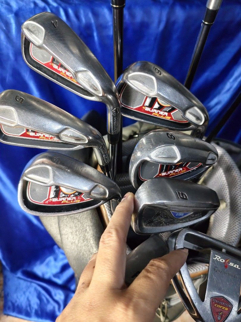 Taylormade Golf Set (Category: Golf) located in Manila. Submitted by meiyeon2 (Listing ID 1465327756, Image 3). Description: Taylormade Burner iron 4i 5i 6i 8i Sw( steel shaft) Tsuruya Axel -9i Pi (graphite shaft) Taylormade R7 Driver 9.5loft Taylormade r7 7wood Titliest vg3 hybrid Taylormade Rosa Monza putter iron , driver, wood, hybrid grips are in good condition.. putter need to be change...