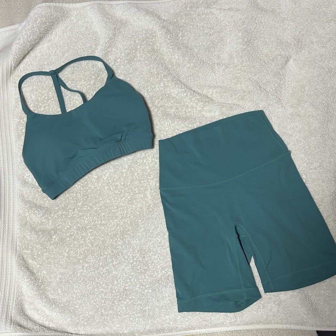 Teal Workout Yoga Set (Category: Activewear) located in San Juan City. Submitted by e_declutters2019 (Listing ID 1465332887, Image 1). Description: • get both for 650 only • size is small - fits 24-25 frames • bra is padded.