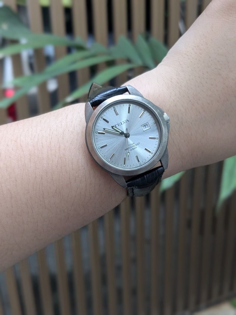 Telva TCC 2087 Unisex Watch (Category: Men's Watches) located in Quezon City. Submitted by nnncorner (Listing ID 1465312977, Image 3). Description: Original Telva TCC 2087 Unisex Croc Leather Strap Watch 8.9/10 condition 100% original from Japan Has date window Japan Quartz Movement 10 Bar International Water Resistant Fits 15-22 cm wrist Unisex It comes with a replacement box only Big face, bigger than 20 peso coin size Selling 1,890 .