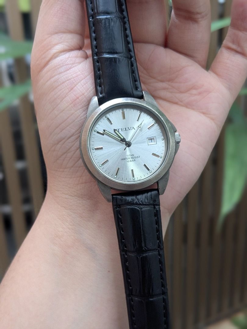 Telva TCC 2087 Unisex Watch (Category: Men's Watches) located in Quezon City. Submitted by nnncorner (Listing ID 1465312977, Image 2). Description: Original Telva TCC 2087 Unisex Croc Leather Strap Watch 8.9/10 condition 100% original from Japan Has date window Japan Quartz Movement 10 Bar International Water Resistant Fits 15-22 cm wrist Unisex It comes with a replacement box only Big face, bigger than 20 peso coin size Selling 1,890 .