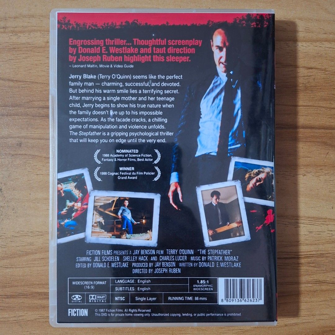 The Stepfather (1:1 DVD Copy) (Category: CDs & DVDs) located in Kabankalan. Submitted by Videoshop.ph (Listing ID 1465382320, Image 2). Description: - Title: The Stepfather (1987) - Genre: Psychological Thriller / Horror - Star: Terry O'Quinn (as Jerry Blake) - Director: Joseph Ruben - Format: Fullscreen, NTSC, Standard DVD Case - Audio/Subs: English audio with English subtitles - Runtime: 88 minutes - Rating: Mature 15+ - Condition: Great additi