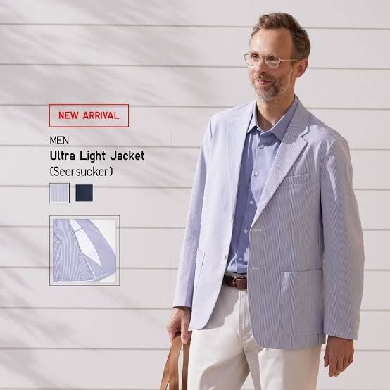 Uniqlo Ultra Light Seersucker Jacket (Category: Formal Shirts) located in Abucay. Submitted by jamesnike21 (Listing ID 1465310617, Image 2). Description: 📌Uniqlo Light Weight Jacket "Seersucker" 📌like new condition 📌size xl on tag 📌width 22' 📌length 31' 📌sleeve length 24' 📌Slightly wrinkled due to storage 👍 📌The color of the product may differ from actual color depending on the type, condition of the display, surrounding light and other 